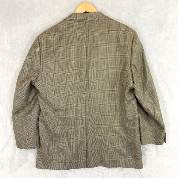 Brooks Brothers 1818 Madison Silk Wool Suit Jacket Size 42R Brown Blue Plaid - Picture 2 of 16